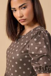 PixieGirl Petite Women's Chocolate Brown Spot Tiered Dress | PixieGirl 4