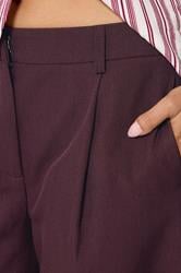 PixieGirl Petite Women's Burgundy Red Barrel Leg Trousers | PixieGirl  4