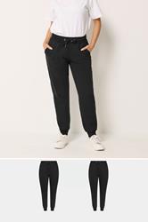 M&Co Petite 2 PACK Black Cuffed Joggers | M&Co 1