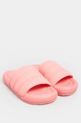 YOURS Pink Padded Sliders In Wide E Fit | Yours Clothing 2