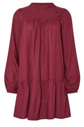 PixieGirl Petite Women's Dark Red Button Smock Midi Dress | PixieGirl 5