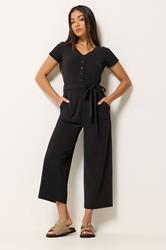 M&Co Petite Black Tie Waist Jumpsuit | M&Co 3