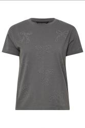 PixieGirl Petite Women's Charcoal Grey Bow Studded T-Shirt | PixieGirl 6