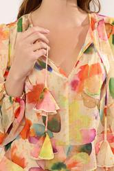 STAR Natural Brown Abstract Tassel Blouse | StarByJM 4