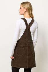 PixieGirl Petite Women's Chocolate Brown Cord Pinafore Dress | PixieGirl 3