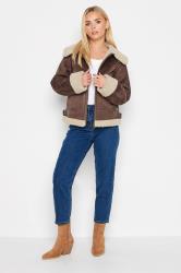 PixieGirl Petite Womans Brown Aviator Jacket | PixieGirl 3