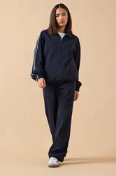 PixieGirl Petite Women's Navy Blue Side Stripe Zip Jacket | PixieGirl 2