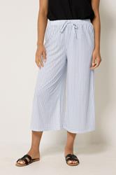 M&Co Petite Blue Stripe Wide Leg Culottes | M&Co 3