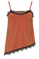PixieGirl Petite Rust Orange Lace Trim Asymmetric Vest Top
