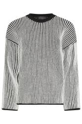 PixieGirl Petite Black & White Stripe Ribbed Funnel Neck Jumper | PixieGirl 5