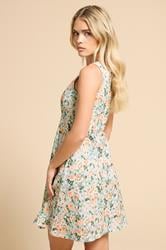 PixieGirl Petite Women's Sage Green Floral Full Mini Dress | PixieGirl 4