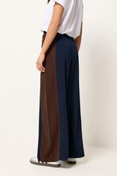 PixieGirl Petite Women's Navy Blue Side Panel Wide Leg Trousers | PixieGirl 2