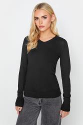 PixieGirl Petite Black V-Neck Jumper | PixieGirl 1