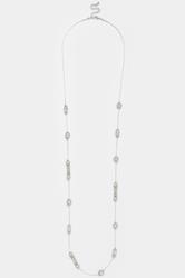 Silver Tone Long Mixed Bead Necklace | Yours Clothing 2