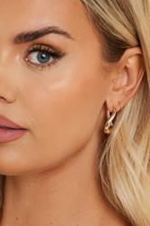Gold Tone Oval Twist Hoop Earrings | Yours Clothing 1