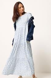 PixieGirl Blue Ditsy Tiered Maxi Dress | PixieGirl 1