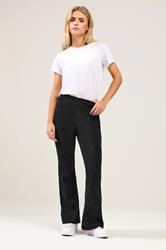 M&Co Petite Black Cord Flare Trousers | M&Co  1