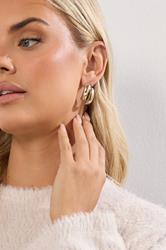 Gold Tone Double Curve Stud Earrings | Yours Clothing 1