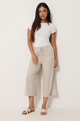 M&Co Petite Neutral Brown Stripe Wide Leg Culottes | M&Co 1