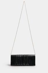 Black Faux Leather Metallic Clutch Bag | Yours Clothing 4