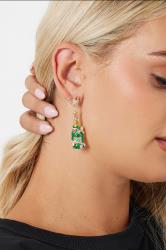 Gold Tone Party Bottle Novelty Earrings | Yours Clothing 1