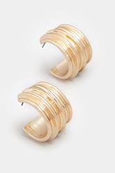 Gold Tone Textured Curve Stud Earrings | Yours Clothing 3