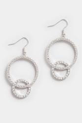 Silver Tone Linked Circle Hoop Earrings | Yours Clothing 2