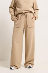 PixieGirl Petite Women's Natural Brown Pocket Patch Wide Leg Joggers | PixieGirl 2