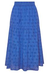 M&Co Petite Blue Broderie Tiered Cotton Maxi Skirt | M&Co 5