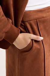 PixieGirl Petite Women's Tan Brown Suedette Wide Leg Trouser | Pixie Girl 4