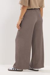 PixieGirl Petite Women's Light Brown Textured Wide Leg Trousers | PixieGirl 2