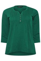 M&Co Petite Teal Green Cotton Henley T-Shirt | M&Co 5