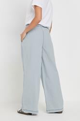 PixieGirl Petite Women's Light Blue Washed Denim Pull-On Wide Leg Jeans | PixieGirl 3
