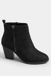 Black Faux Suede Block Heel Ankle Boots In Wide E Fit & Extra Wide EEE Fit | Yours Clothing 4