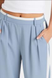 PixieGirl Petite Women's Light Blue Contrast Side Stripe Wide Leg Trousers | PixieGirl 4