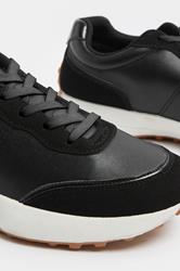 Black Faux Leather Runner Trainers In Extra Wide EEE Fit | Yours Clothing 5
