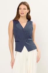 STAR Navy Blue Pinstripe Waistcoat | StarByJM 1