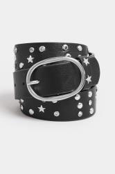 Black Star Studded Belt | Yours Clothing 2