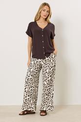 M&Co Brown Floral Wide Leg Trousers | M&Co 2