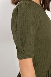 PixieGirl Petite Womens Olive Green Textured Midi Dress | PixieGirl 4
