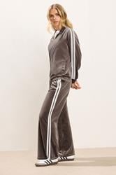  PixieGirl Petite Women's Brown Side Stripe Velvet Wide Leg Trousers | PixieGirl 2