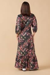 PixieGirl Petite Women's Black Spot & Floral Print Maxi Dress | PixieGirl 3