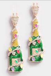 Gold Tone Party Bottle Novelty Earrings | Yours Clothing 2