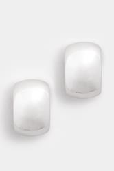 Silver Tone Polished Curve Stud Earrings | Yours Clothing 2