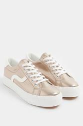 Gold Faux Leather Trainers In Extra Wide EEE Fit