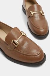 Brown Metal Trim Loafers In Wide E Fit | Yours Clothing 5