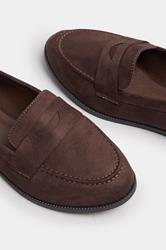 Chocolate Brown Suede Loafers In Wide E Fit | Yours Clothing 5