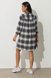 PixieGirl Petite Women's Blue Brushed Check Tie Smock Dress | PixieGirl 3