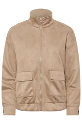 PixieGirl Petite Natural Brown Faux Suede Bomber Jacket