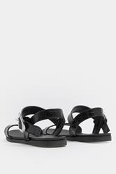 Black Croc Buckle Detail Sandals In Wide E Fit | Yours Clothing 4